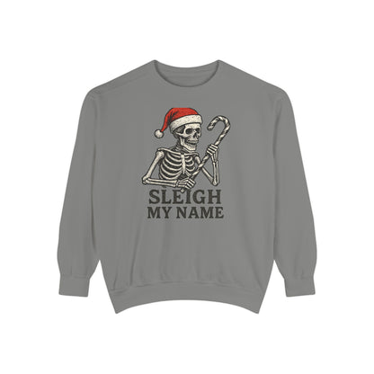 Skeleton Christmas Sweatshirt, Holiday Gift, Unisex Hoodie, Funny Xmas Apparel, Cozy Winter Wear, Sleigh My Name Design