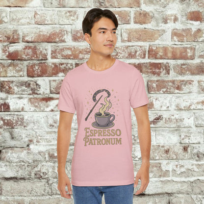 Espresso Patronum T-Shirt - Magical Coffee Tee, Gift for Coffee Lovers, Unisex Wizarding Apparel, Perfect for Casual Wear and Events