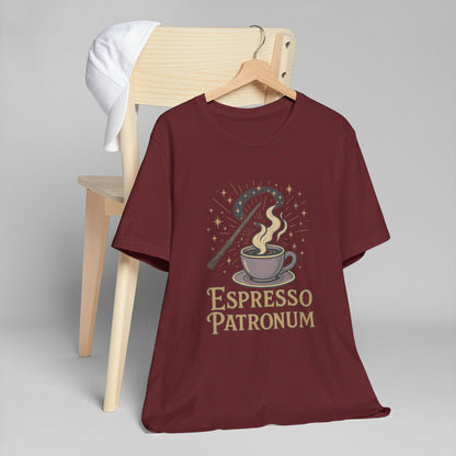 Espresso Patronum T-Shirt - Magical Coffee Tee, Gift for Coffee Lovers, Unisex Wizarding Apparel, Perfect for Casual Wear and Events