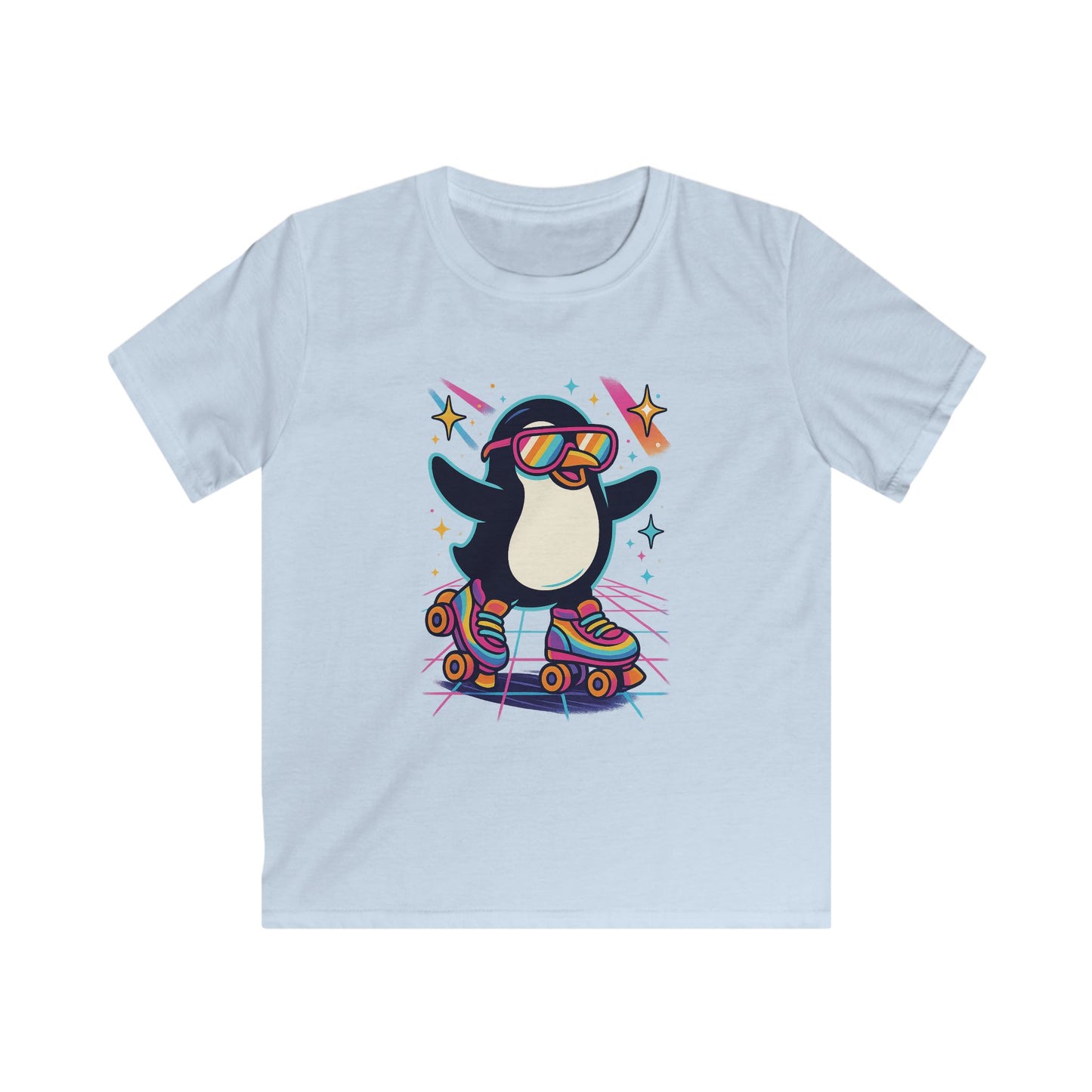 Roller Skating Penguin Kids Tee, Fun Summer Shirt, Birthday Gift, Playful Graphic, Cute Kids Apparel