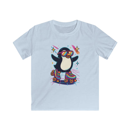 Roller Skating Penguin Kids Tee, Fun Summer Shirt, Birthday Gift, Playful Graphic, Cute Kids Apparel