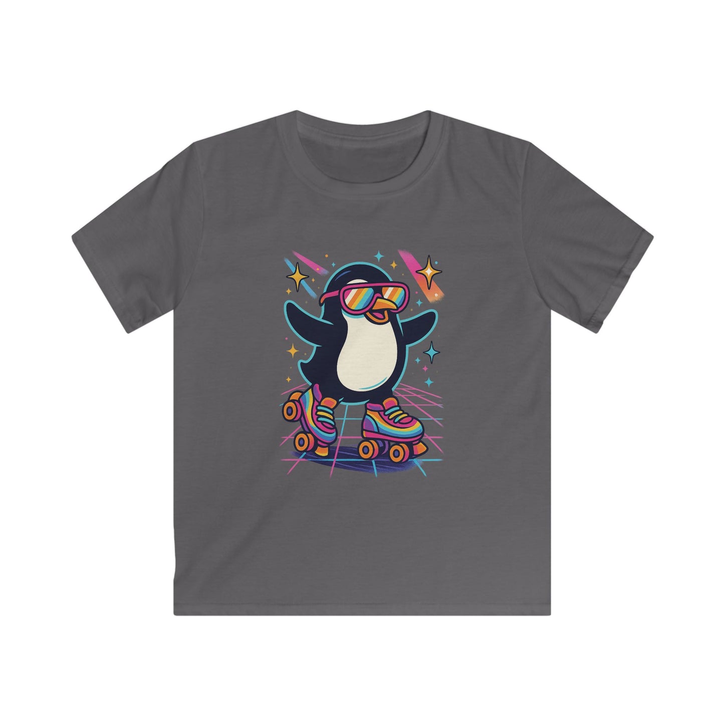 Roller Skating Penguin Kids Tee, Fun Summer Shirt, Birthday Gift, Playful Graphic, Cute Kids Apparel