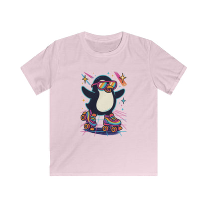 Roller Skating Penguin Kids Tee, Fun Summer Shirt, Birthday Gift, Playful Graphic, Cute Kids Apparel