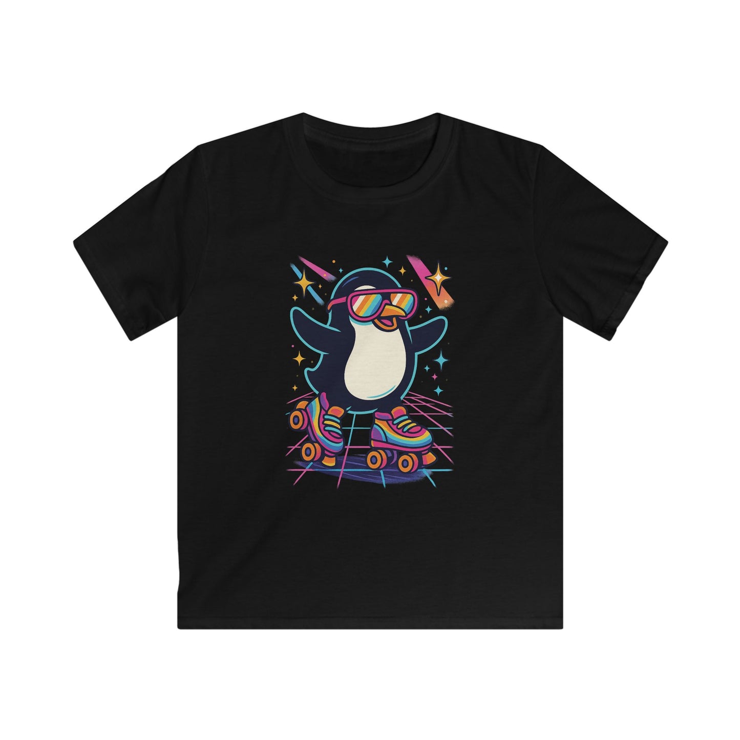 Roller Skating Penguin Kids Tee, Fun Summer Shirt, Birthday Gift, Playful Graphic, Cute Kids Apparel