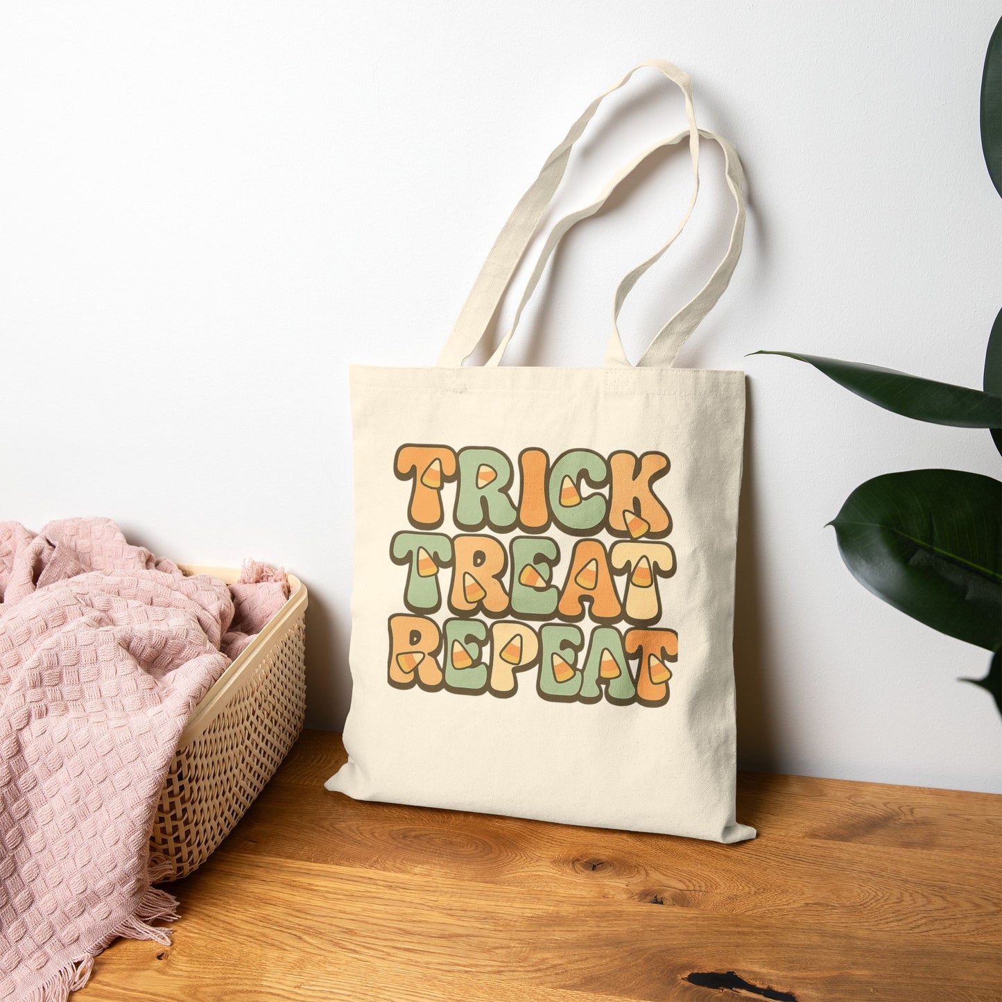 Trick or Treat Cotton Canvas Tote Bag | Halloween Reusable Shopper, Eco-Friendly Gift, Seasonal Carryall, Trick Treat Repeat Tote