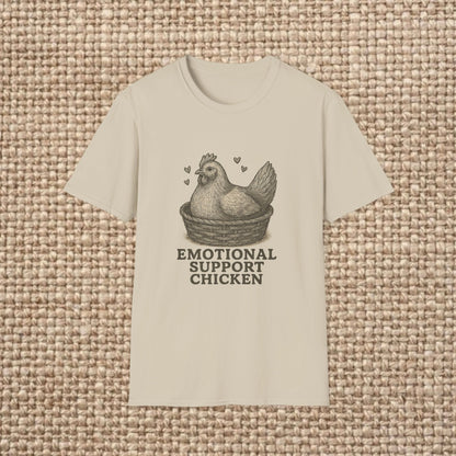 Emotional Support Chicken T-Shirt, Funny Chicken Tee, Farm Animal Gift, Quirky Humor Shirt, Cute Casual Wear, Unisex Apparel