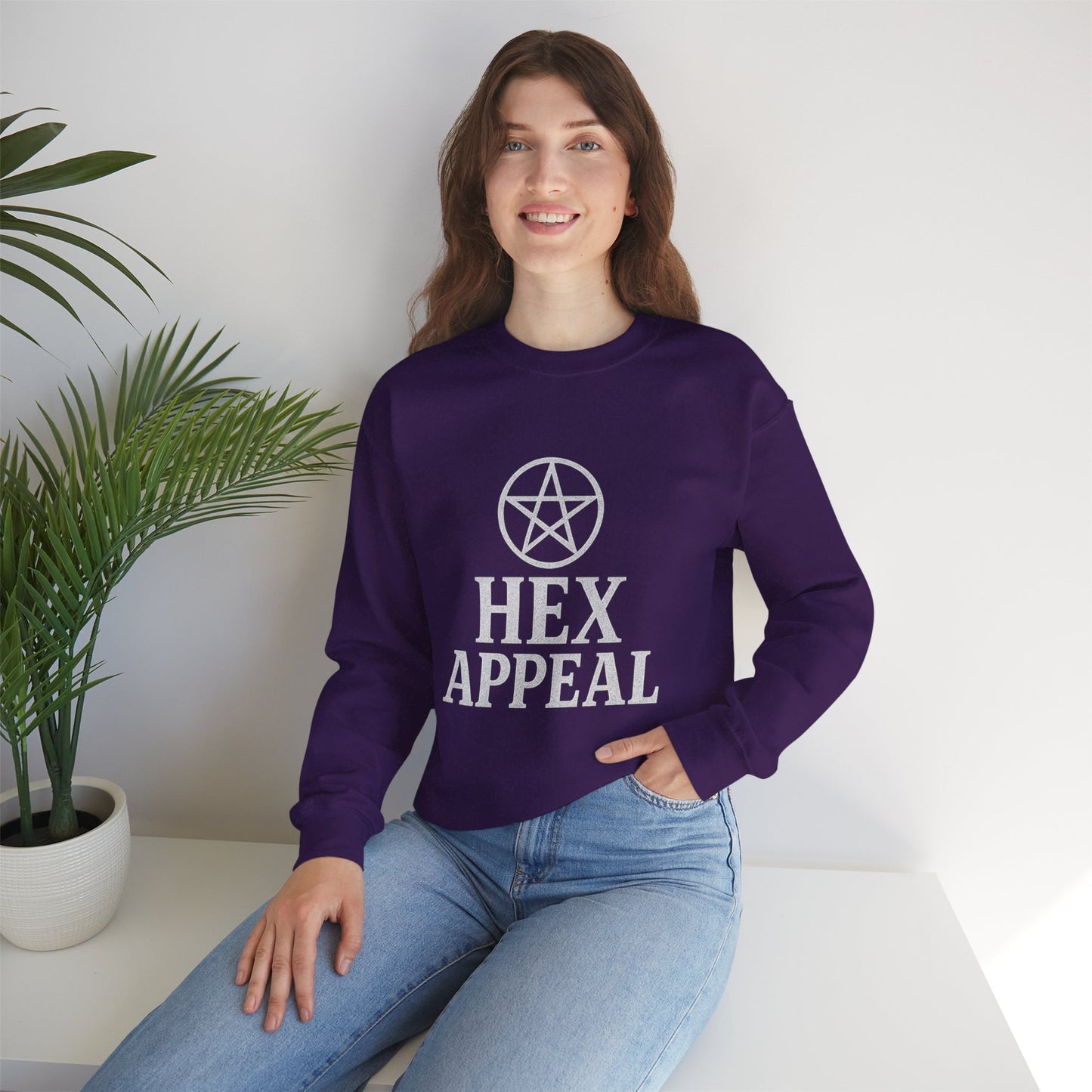 Hex Appeal Crewneck Sweatshirt | Cozy Witchy Apparel for Spooky Vibes, Perfect for Halloween, Gift for Witches, Casual Wear, Fall Fashion