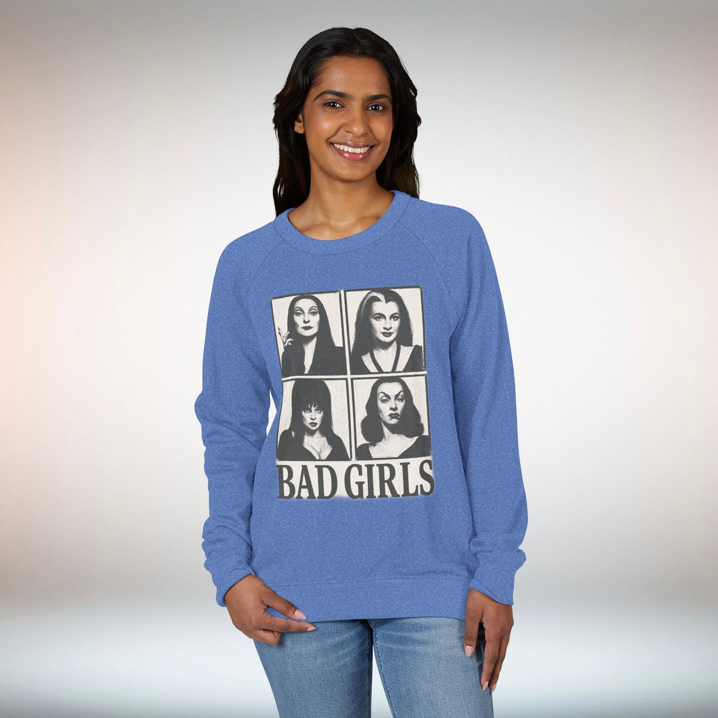 Unisex Bad Girls French Terry Raglan Crewneck Sweatshirt, Cozy Casual Wear, Perfect for Fall, Halloween, and Everyday Style, Unique [...]