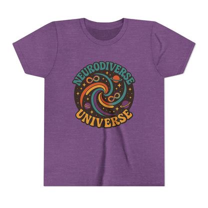 Neurodiverse Universe Youth Tee, Cool Children's T-Shirt, Educational Apparel, Gift for Kids, Space-themed Youth Shirt