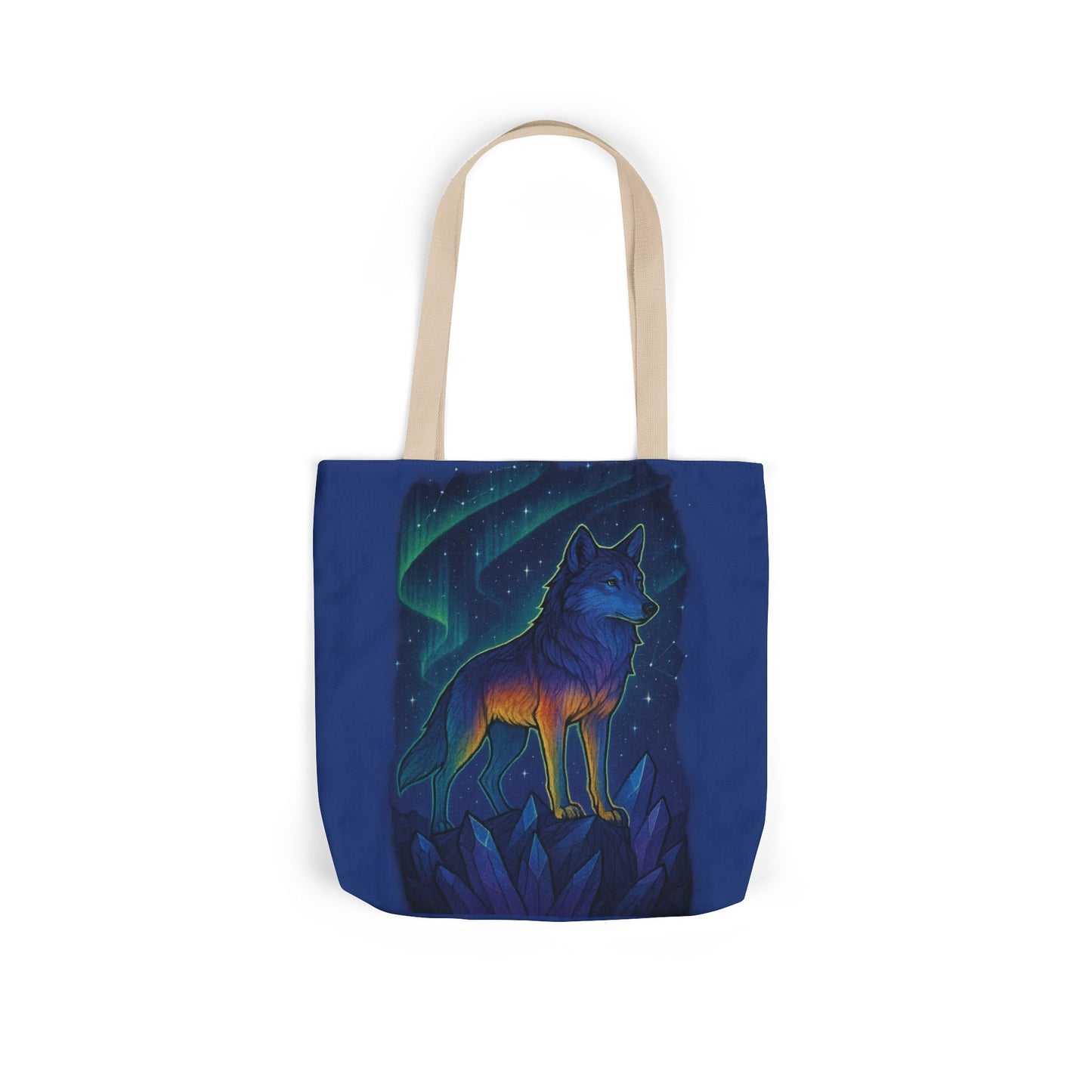 Wolf Art Canvas Tote Bag, Eco-Friendly Shopping Bag, Nature Lover's Gift, Reusable Tote, Wild Wolf Design, Colorful Straps