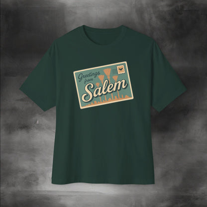 Salem Greeting Unisex Oversized Tee, Vintage Style T-Shirt, Relaxed Fit Shirt, Travel Souvenir Tee, Casual Wardrobe Staple, Gift Idea