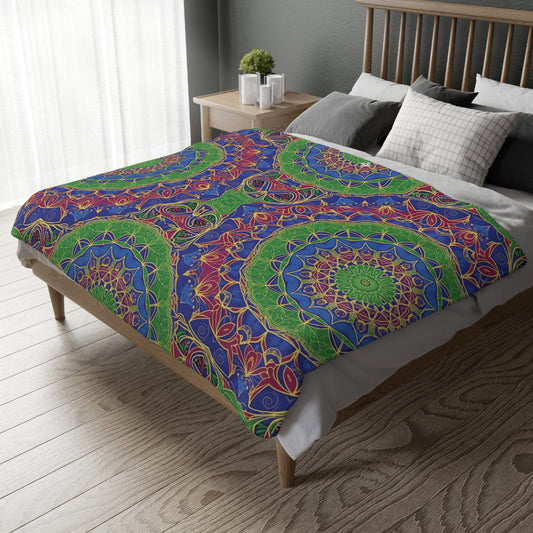 Vibrant Mandala Velveteen Blanket | Cozy Home Décor