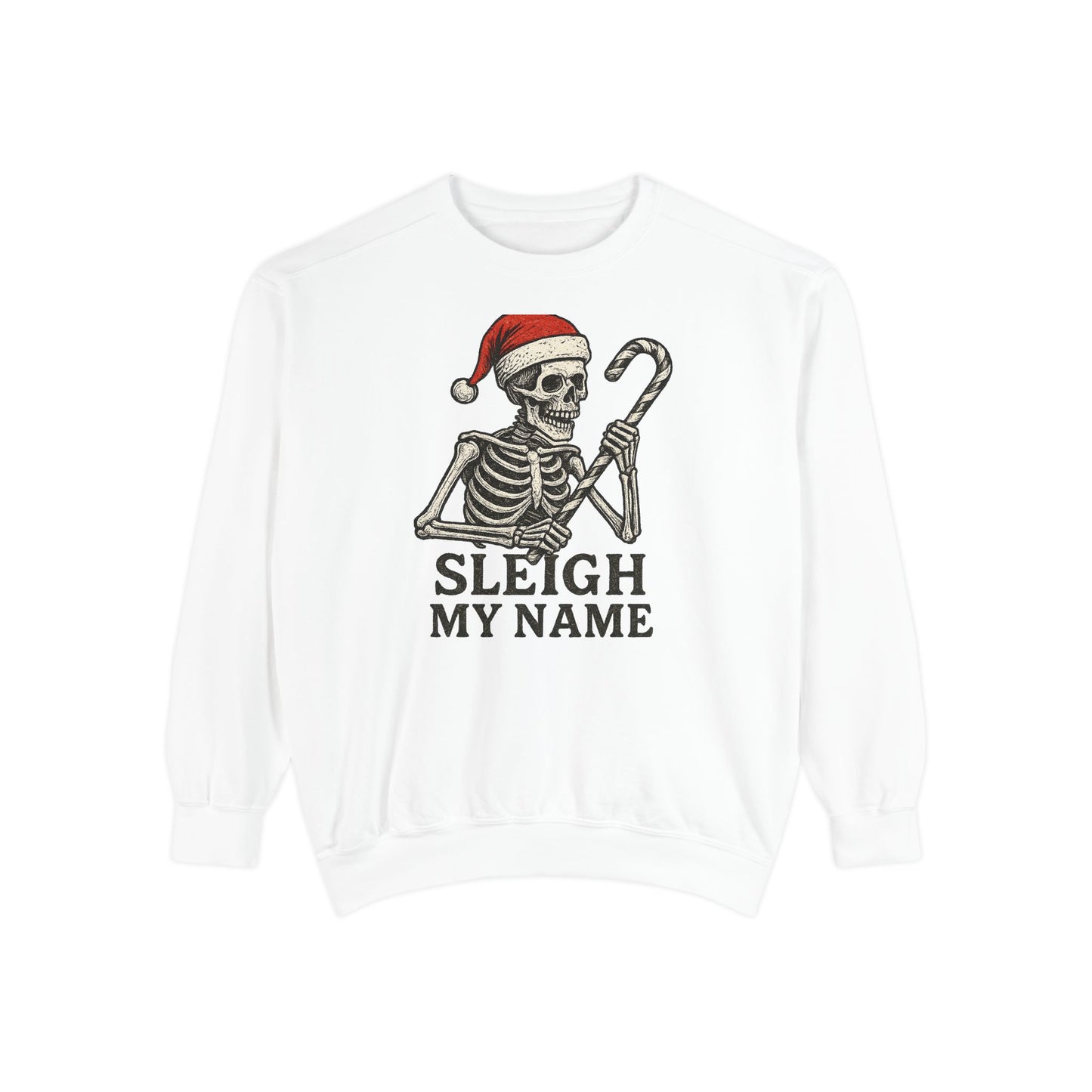 Skeleton Christmas Sweatshirt, Holiday Gift, Unisex Hoodie, Funny Xmas Apparel, Cozy Winter Wear, Sleigh My Name Design