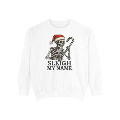 Skeleton Christmas Sweatshirt, Holiday Gift, Unisex Hoodie, Funny Xmas Apparel, Cozy Winter Wear, Sleigh My Name Design