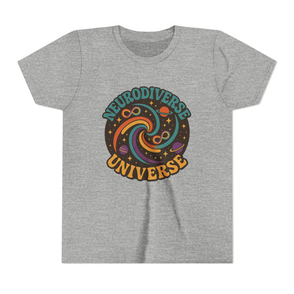 Neurodiverse Universe Youth Tee, Cool Children's T-Shirt, Educational Apparel, Gift for Kids, Space-themed Youth Shirt