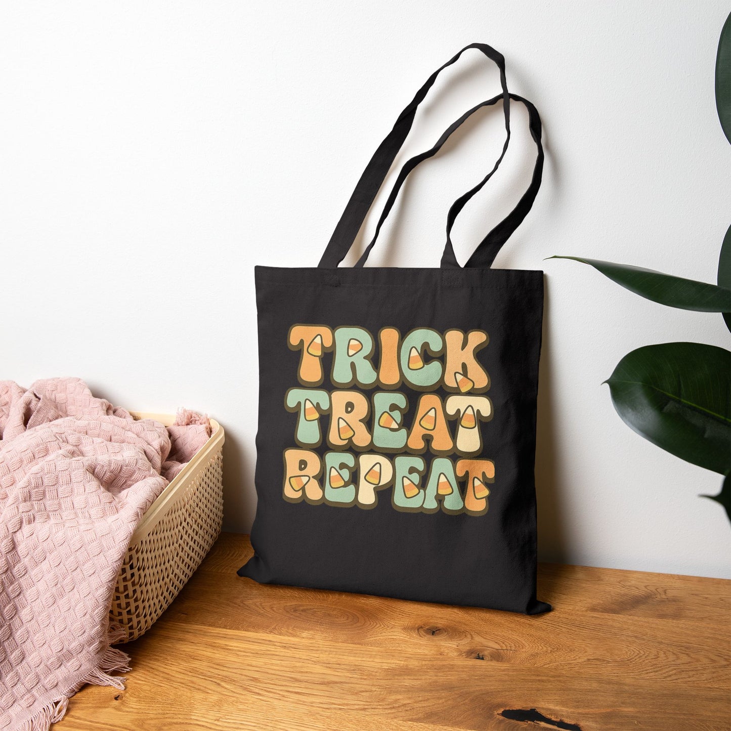 Trick or Treat Cotton Canvas Tote Bag | Halloween Reusable Shopper, Eco-Friendly Gift, Seasonal Carryall, Trick Treat Repeat Tote