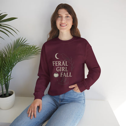Feral Girl Fall Sweatshirt | Cozy Autumn Crewneck | Perfect for Halloween, Harvest Celebrations, Gift for Nature Lovers, Unisex Style