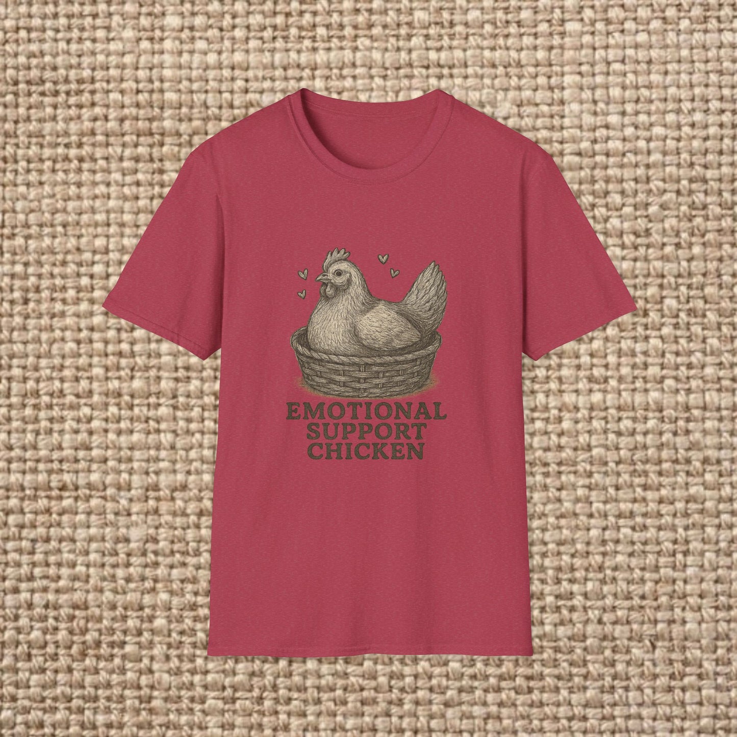 Emotional Support Chicken T-Shirt, Funny Chicken Tee, Farm Animal Gift, Quirky Humor Shirt, Cute Casual Wear, Unisex Apparel