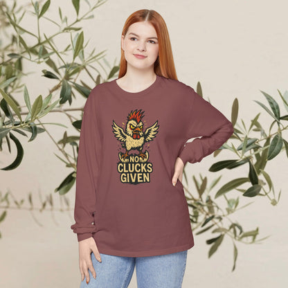 Funny Chicken T-Shirt, Unisex Long Sleeve Tee, Clucks Given Shirt, Gift for Farmers, Humor Apparel, Casual Wear