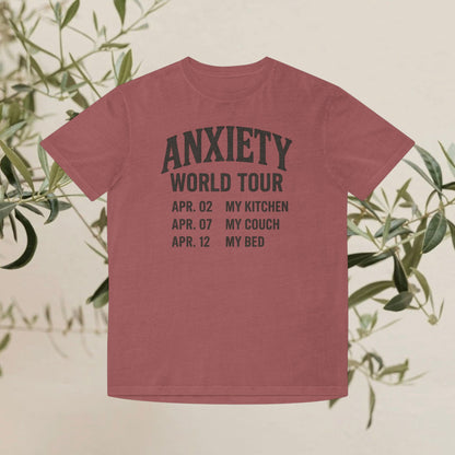 Anxiety World Tour Unisex Faded Shirt, Funny T-Shirt, Relaxation Tee, Gift for Anxiety Awareness, Casual Wear, Humorous Apparel