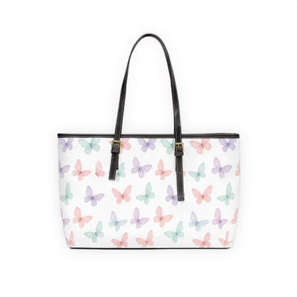 Butterfly Print PU Leather Tote Bag, Stylish Handbag, Trendy Purse, Floral Shoulder Bag, Gift for Her, Summer Essentials